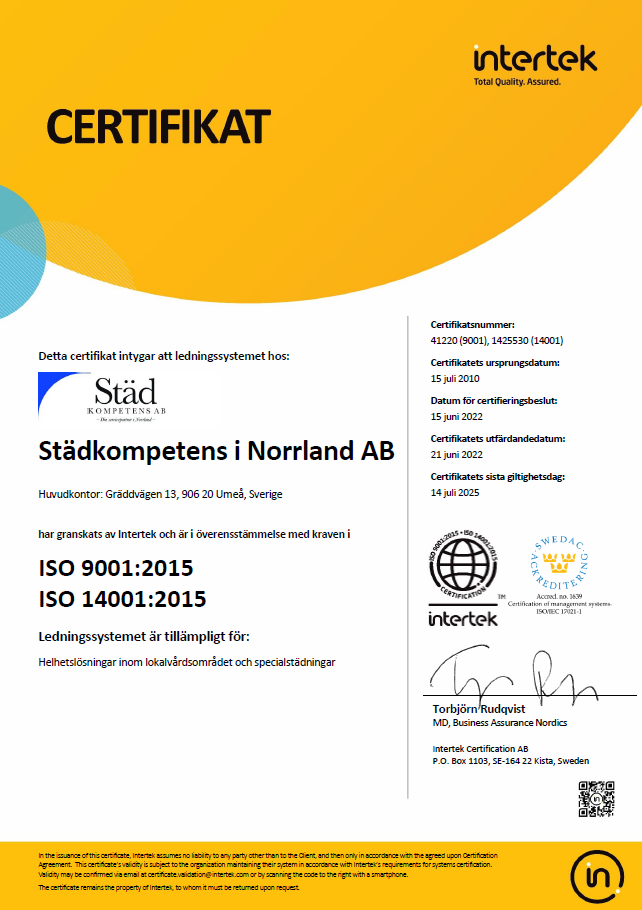 ISO 9001-14001 kvalitetscertifiering